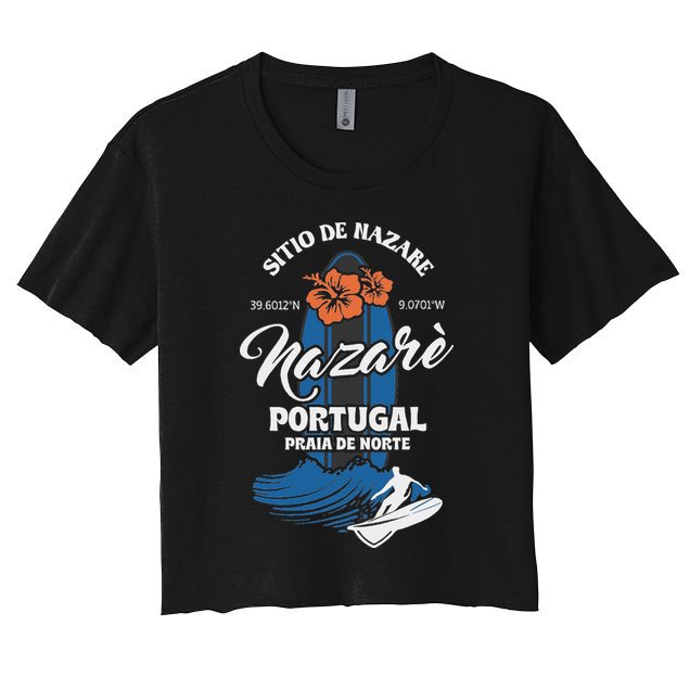 Sitio De Nazare Portugal Beach Surfing Souvenir Surfer Crop Top