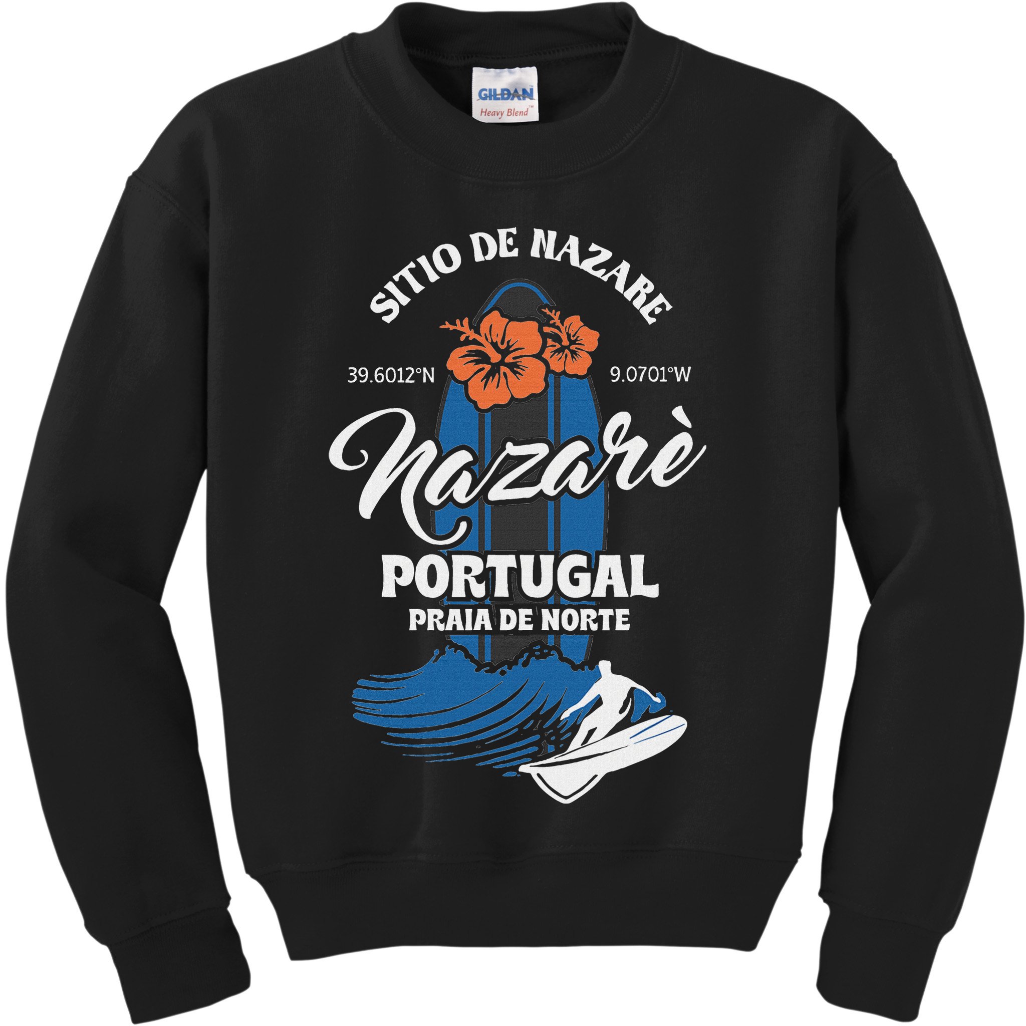 Sitio De Nazare Portugal Beach Surfing Souvenir Surfer Kids Sweatshirt