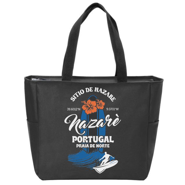 Sitio De Nazare Portugal Beach Surfing Souvenir Surfer Zip Tote Bag