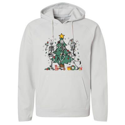 Skeleton Dancing Nurse Christmas Performance Fleece Hoodie