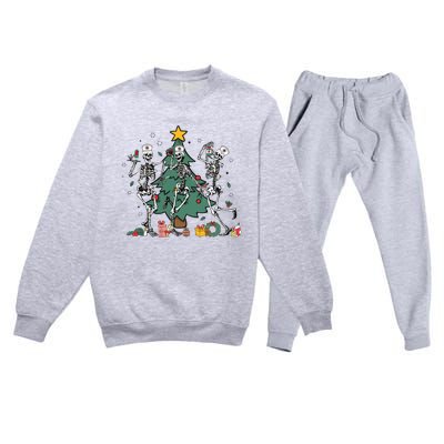 Skeleton Dancing Nurse Christmas Premium Crewneck Sweatsuit Set