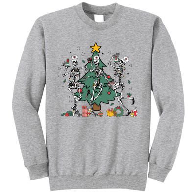 Skeleton Dancing Nurse Christmas Tall Sweatshirt