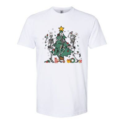 Skeleton Dancing Nurse Christmas Softstyle CVC T-Shirt