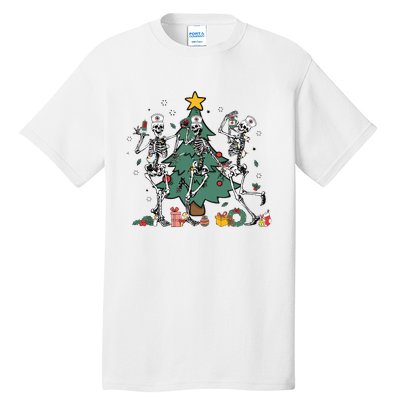 Skeleton Dancing Nurse Christmas Tall T-Shirt