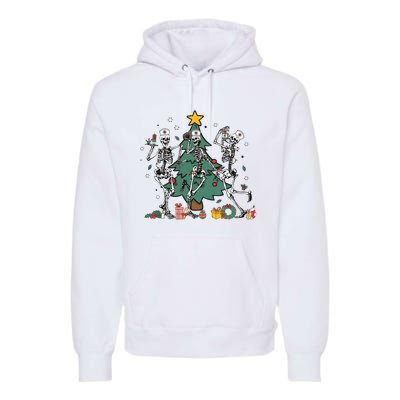 Skeleton Dancing Nurse Christmas Premium Hoodie