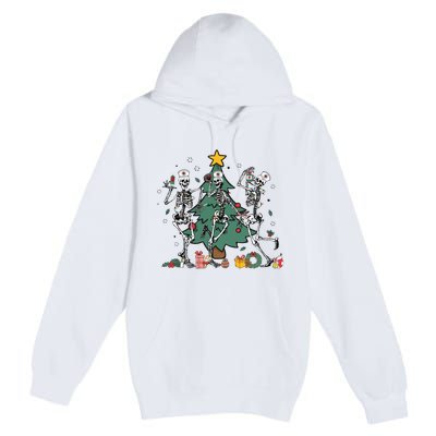 Skeleton Dancing Nurse Christmas Premium Pullover Hoodie