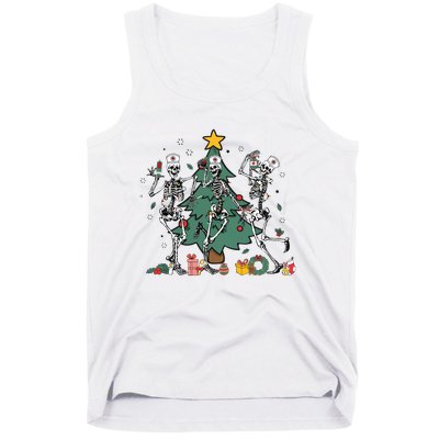 Skeleton Dancing Nurse Christmas Tank Top