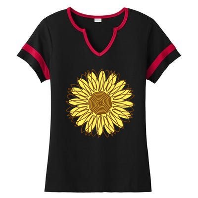 Sunflower Drawing Nature Ladies Halftime Notch Neck Tee