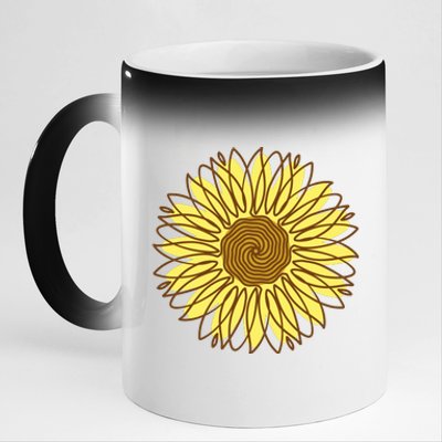 Sunflower Drawing Nature 11oz Black Color Changing Mug