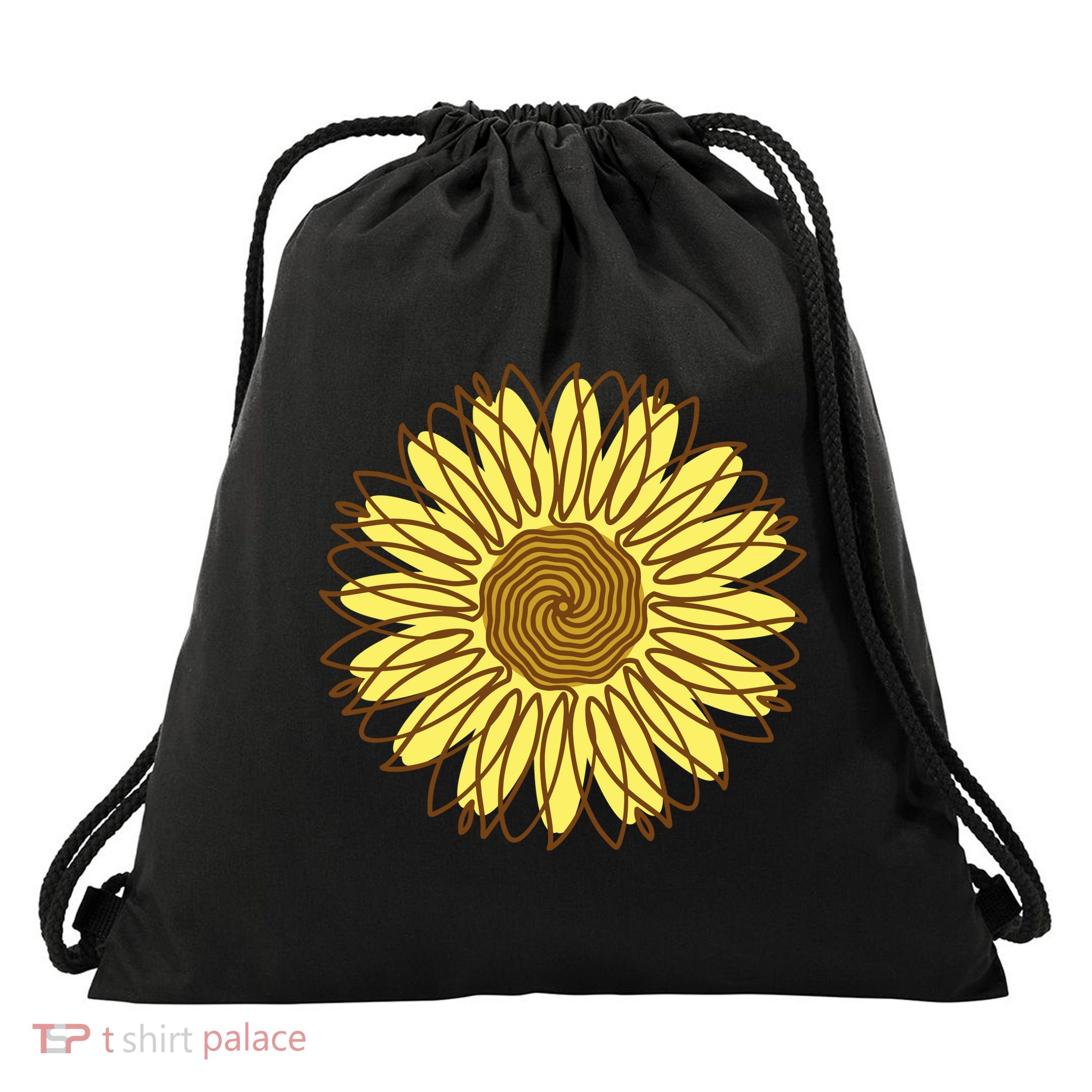 Sunflower Drawing Nature Drawstring Bag