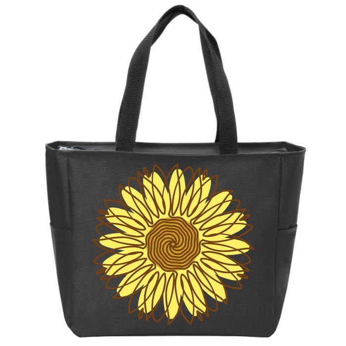 Sunflower Drawing Nature Zip Tote Bag