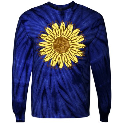 Sunflower Drawing Nature Tie-Dye Long Sleeve Shirt