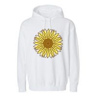 Sunflower Drawing Nature Garment-Dyed Fleece Hoodie