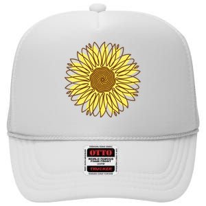 Sunflower Drawing Nature High Crown Mesh Back Trucker Hat