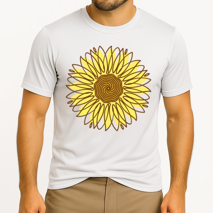 Sunflower Drawing Nature Cooling Performance Crew T-Shirt