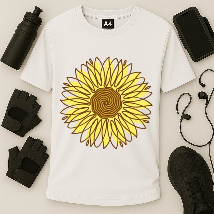 Sunflower Drawing Nature Cooling Performance Crew T-Shirt