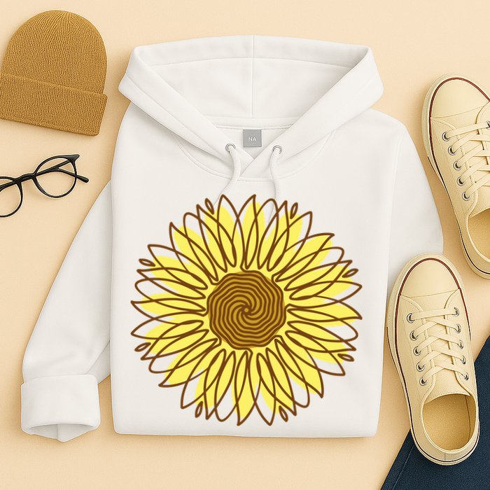 Sunflower Drawing Nature Hoodie