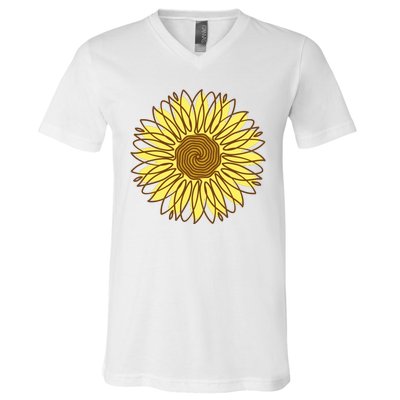 Sunflower Drawing Nature V-Neck T-Shirt