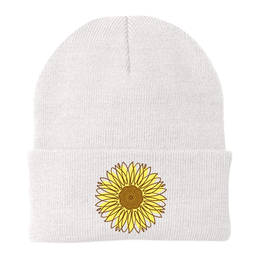 Sunflower Drawing Nature Beanie