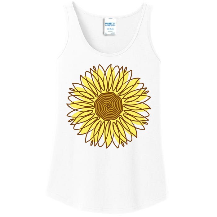 Sunflower Drawing Nature Ladies Essential Tank