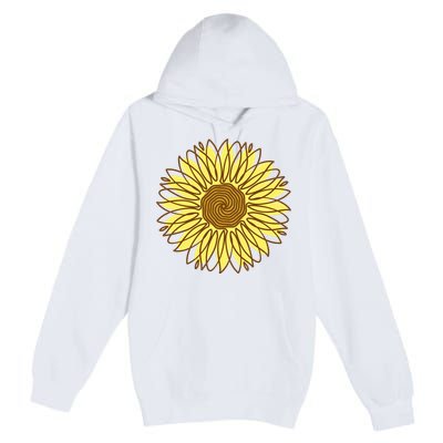 Sunflower Drawing Nature Premium Pullover Hoodie