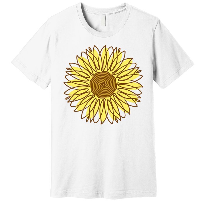 Sunflower Drawing Nature Premium T-Shirt