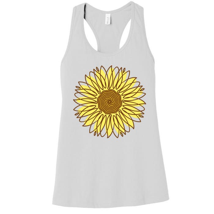 Sunflower Drawing Nature Women's Racerback Tank