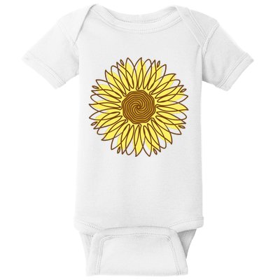 Sunflower Drawing Nature Baby Bodysuit