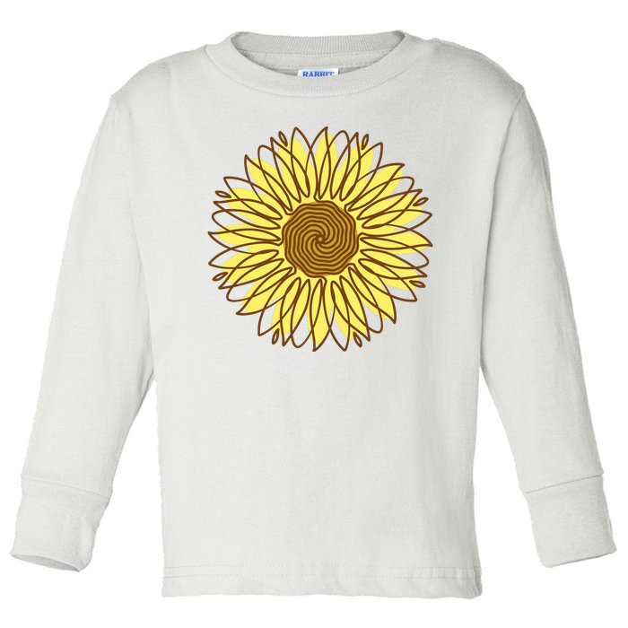 Sunflower Drawing Nature Toddler Long Sleeve Shirt