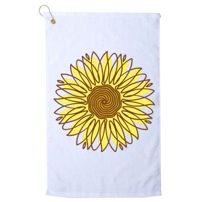 Sunflower Drawing Nature Platinum Collection Golf Towel