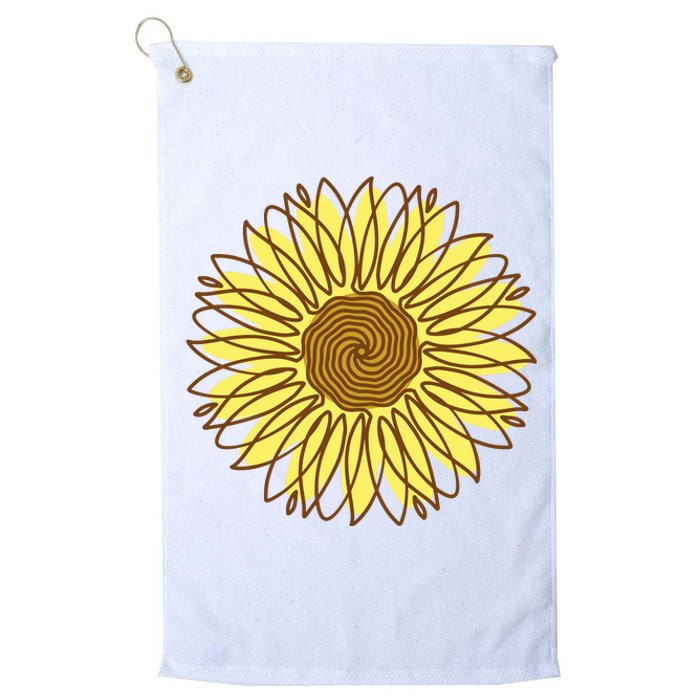 Sunflower Drawing Nature Platinum Collection Golf Towel