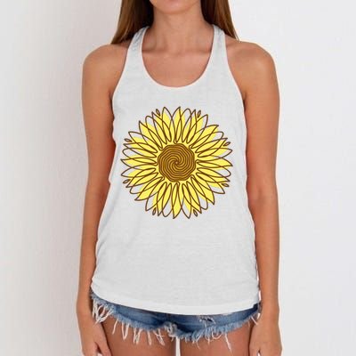 Sunflower Drawing Nature Women's Knotted Racerback Tank