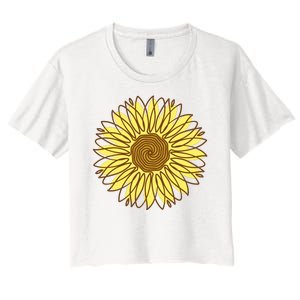 Sunflower Drawing Nature Women's Crop Top Tee