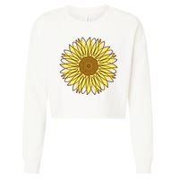 Sunflower Drawing Nature Cropped Pullover Crew