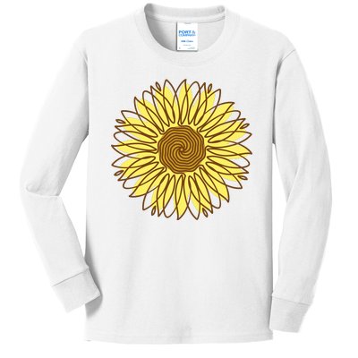 Sunflower Drawing Nature Kids Long Sleeve Shirt