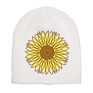 Sunflower Drawing Nature Short Acrylic Beanie