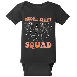 Skeleton Dancing Nurse Night Squad Shift Halloween Baby Bodysuit