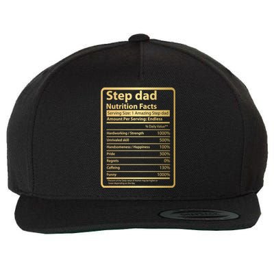 Step Dad Nutrition Facts Fathers Day Gift For Step Dad Cool Gift Wool Snapback Cap