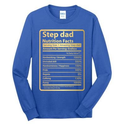 Step Dad Nutrition Facts Fathers Day Gift For Step Dad Cool Gift Tall Long Sleeve T-Shirt