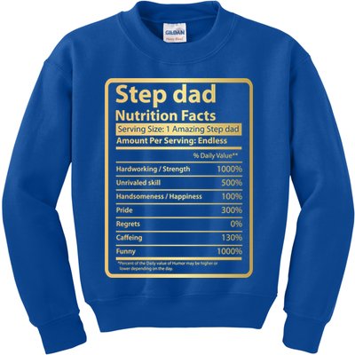 Step Dad Nutrition Facts Fathers Day Gift For Step Dad Cool Gift Kids Sweatshirt