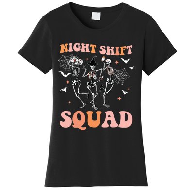 Skeleton Dancing Nurse Night Squad Shift Halloween Women's T-Shirt