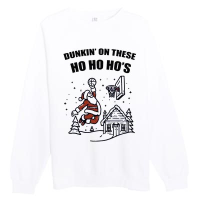 Santa Dunkin' on these Ho Ho Ho Christmas Premium Crewneck Sweatshirt