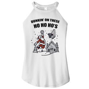 Santa Dunkin' on these Ho Ho Ho Christmas Women's Perfect Tri Rocker Tank