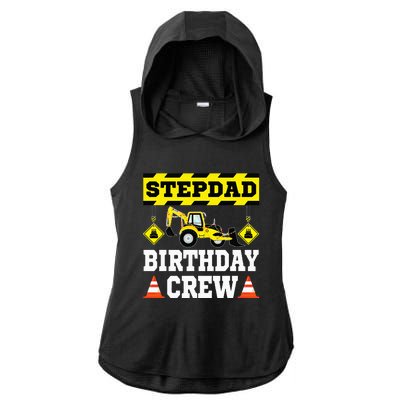 Step Dad Of the Birthday Crew Construction Family  Ladies PosiCharge Tri-Blend Wicking Draft Hoodie Tank