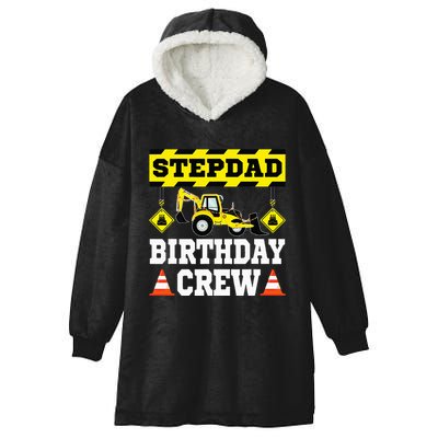 Step Dad Of the Birthday Crew Construction Family  Hooded Wearable Blanket