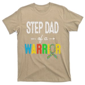 Step Dad Of A Warrior Autism Awareness Support T-Shirt