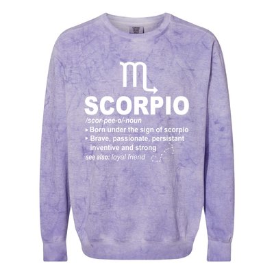 Scorpio Definition October November Scorpio Zodiac Sign Cool Gift Colorblast Crewneck Sweatshirt