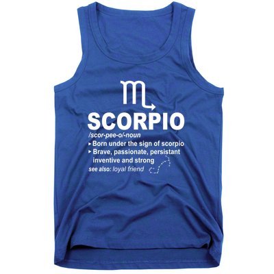 Scorpio Definition October November Scorpio Zodiac Sign Cool Gift Tank Top