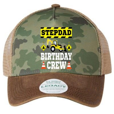 Step Dad Of the Birthday Crew Construction Family Matching Legacy Tie Dye Trucker Hat