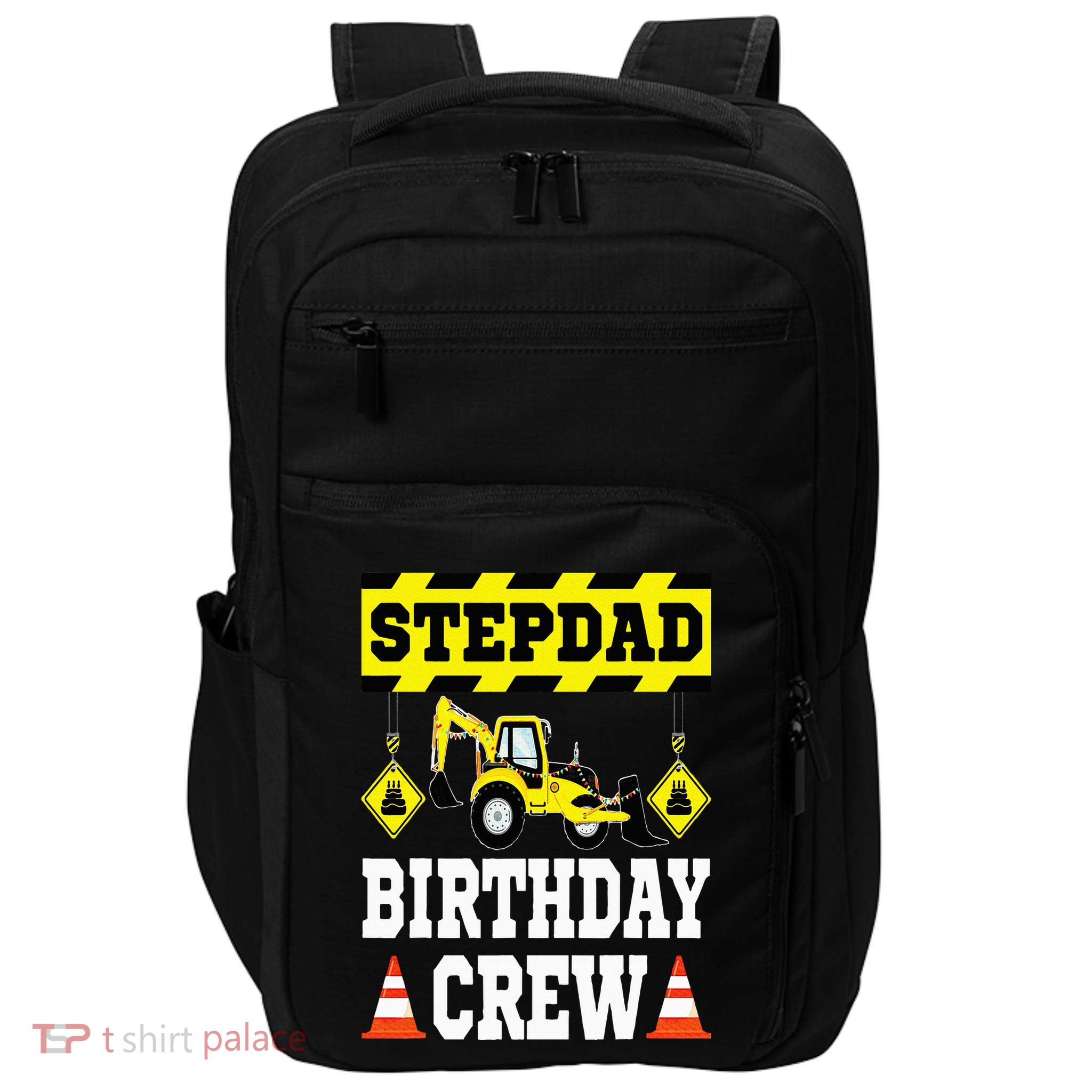 Step Dad Of the Birthday Crew Construction Family Matching Impact Tech Backpack